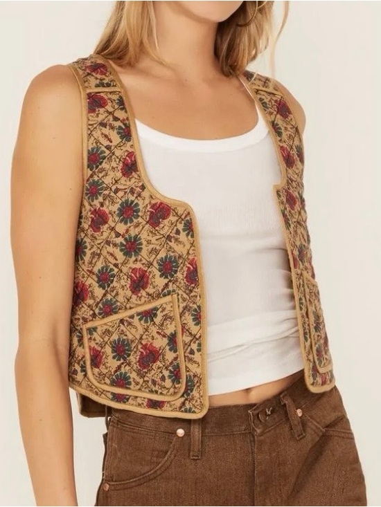 Free People Jackets & Blazers - Free People Kenzie Quilted Vest size M Boho Festival Cottage
